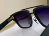 Vintage kare güneş gözlüğü mat siyah 18K altın/gri gölgeli gözlükler gafas de sol erkekler moda güneş gölgeleri UV400 koruma kutu