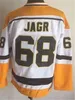 Men Hockey Vintage 68 Jaromir Jagr Retro Jersey For Sport Fans Home Black White Blue Yellow Red Away Embroidery And Sewing Breathable To