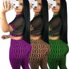 Survêtements pour femmes Club Fashion Sexy Vêtements pour femmes Mesh See-through Crop Top Et Special Print Leggings 2 Piece Set Chic Summer SuitWomen's