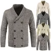 Maglioni da uomo Grigio Inverno Maglione da uomo Manica lunga Doppio petto Maglieria Cardigan lavorato a maglia Casual Spessore Ragazzo Grigio Vintage Oversize 3xlUomo