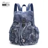 Backpack Classic Denim Big Blue Color Blue Color Vintage Lavagem de moda Canvas estudantil Jean School University Men's Casual Travel Rucksacbackpack