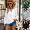 Women's Polos Women's Tops Loose Cute Flowy Shirts V Neckline Bell Sleeve Blouse Babydoll Summer Casual Floral Textured T-ShirtWomen's