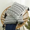 Almofada/travesseiro decorativo marroquino nórquico preto chenille chenille geométrica tassel capa de almofada jacquard cojines decorativos para sofá home ser