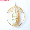 WOJIAER Tree of Life Pendant Natural Stone Gold Color Wire Wrapped Crystal For Jewelry Making Necklace BO966