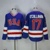 Vintage Ice Hockey 1980 USA Jersey Uomo College Blu Bianco 17 Jack Ocallahan 30 Jim Craig 21 Mike Eruzione Tutta la qualità cucita