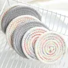 Tafelmatten kussens 11/18/20/30/40 cm Round Weave Placemat Dining Napkin Non-Slip Heat Resistant Cushion Kitchen Party Decormats Matten