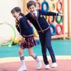 衣類セット子供学校の制服シャツコートスカート/ズボンズーラースーツ格子縞の女の子の男の子韓国ファッションコットン幼稚園日本