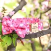 Colliers de chien laisses collier personnalisé imprimé fille avec fleur noeud papillon collier de plaque signalétique gravé gratuit pour petits chiens moyens chien