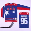 Movie Team USA Hockey 96 Charlie Conway Jersey Mighty Ducks College Home Alle gestikte kleur Blauw Puur katoen Hoge kwaliteit