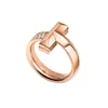 Tiff Bijoux de luxe Designer Band Rings 925 Silver Cz Diamond Lettre t hommes femmes Bague de mariage Accessoires de mode