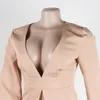 Women Blazers 2022 Jesienne Jumpsuits Rompers Sexy Khaki v Neck Długie rękaw One Piece Zip Up Kurtka ubrania biurowe M-2xl