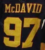 College Premier OHL Avec COA 97 Connor McDavid Edmonton Erie Otters Jersey Hommes Hockey Vintage Accueil Noir Extérieur Jaune Qualité