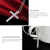 925 Sterling Silver Large Zircon AAA Cross Pendant Necklace For Women Fashion Wedding Party Charm Jewelry