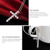 925 Sterling Silver Large Zircon AAA Cross Pendant Necklace For Women Fashion Wedding Party Charm smycken