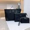 Verkauf 3-teiliges Set hochwertige Nylon-Einkaufstasche Männer Frauen Handtaschen Hobo Geldbörsen Frau Handtasche Kosmetiktasche Kupplung Mode Totes Designer Taschen