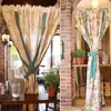 Cortina cortina estilo europeu de estilo europeu floral/planta linho de algodão Casa verde Lacing Decorativa Curtain/porta acabado 125 190cmcurtain