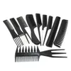 10 yıl mağaza 10 adet set profesyonel saç fırçası tarak salonu berber anti-statik saç tarakları saç fırçası kuaför kapaklar saç bakımı S221D