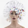 Bonnet de nuit rond en Satin imprimé à lacets, grand, mode femmes africaines, Long ruban élastique, nœud, soins capillaires, chapeau de couchage de beauté