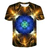 T-shirts pour hommes Personnalité d'été Lotus Fleurs Tshirt Men 3D T-shirt imprimé Tops Flame à manches courtes Slim Harajuku Mens Clothin