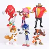 6pcs Sega Sonic Hedgehog Sonic Boom Amy Tails Knuckles Dr Eggman Doll Pvc Action Figür Figürin Oyun Set Toy Kek Topper Kid281h