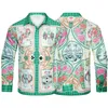 Casablanc Chemises Homme Rêves lucides Paysage de l'île Tempérament de couleur Satin manches courtes Short en soie