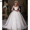 Atemberaubende Ballkleid-Hochzeitskleider mit langen Ärmeln, großen Perlenstickereien, Pailletten, Puff-Prinzessin, formelles Kirchen-Brautkleid, Dubai, arabische Bräute, Vestidos de Novia, CL0919