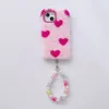 Colorful Heart Bracelet Love Heart rabbit fur phone case cases for iphone 14 13 12 11 XR XS MAX 6 7 8 Plus IPHONE14 cute gilrs phone back cover