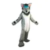 Peluş Gri Fox Wolf Husky Köpek Maskot Kostüm Köpek Hayvan Fursuit Giysileri Cadılar Bayramı Partisi Yetişkinler Maskotlar Kıyafet