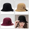 Chapéu feminino elegante com bibbon Autumn Winter coreano All-Match Cap Femalechurch Wedding Travel British Jazz Lady Fedoras