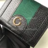 Realfine Bags 5A 523155 11cm Ophidia Card Case Wallet Handbag Black Canvas Purses For Women with Dust bag270j