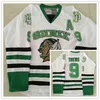 Uomini 9 Jonathan Toews College Jersey North Dakota Fighting Sioux 11 Zach Parise 77 T.J. TJ Oshie Maglie Hockey Team Verde Bianco