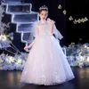 Neujahrsepailletten Blumenkleider für Hochzeit Lange weiße erste heilige Kommunion Kinder Prom Kleid Mädchen Festzugskleider 403