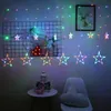 Remsor 3,5 m Fairy Star LED Curtain String Lights Garland för hembröllopsfest Holiday Decoration Indoor 220V EU Plugged