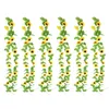 1.8m 인공 실크 해바라기 화환 노란색 가짜 꽃 해바라기 결혼 파티 화환 잎 매달린 장식품을위한 녹색 잎