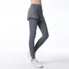 Yoga Leggings Herbst Winter Neue Frauenkleidung gefälschte zweiteilige Hose Fiess Sport Tish Nackt Training neun-Punkte-Hose Jogger Girls