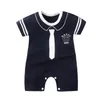 Baby rompers designer sommar nyfödda flickor pojkar barn kläder långärmad jumpsuits spädbarn småbarn kläd6770905