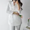 Pantalon deux pièces pour femmes coréennes femmes gracieuses blazers blancs ensemble bureau dame travail de base OL tenues veste noire pantalon costume FemaleWom