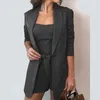 Kadınlar Suits Blazers Parça Kadın Blazer Mini Etek Katı Üstler Kadın İnce Seksi Siyah Etek Setleri Ofis Lady İş Giyim 2022 Korewomen's