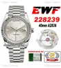 EWF DATA 40 228239 ETA A2836 ASSISTA AUTOMÁTICO DE Mens Avatórios Silverned Baguette Diamante Diamante