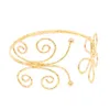 Pulseira Punk Gold Metal Oco Flor Borboleta Manguito Aberto Bracelete Bracelete Para Mulheres Boho Feminino Cigano Festa Jóias Presente Pulseira