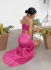 Mnealways18 Luxury Tassel Party Long Dress Retro Strap One Shoulder Summer Pink Evening Dress Floor-Length Chic Slit Maxi Dress T220819