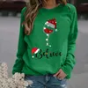 Women's Hoodies Sweatshirts Aankomst 2022 Fashion Women Christmas Print O-Neck lange mouw pullover top los sweatshirt vrouwelijke kleding ye