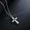 925 Sterling Silver Cross AAA Zircon Heart Necklace for Women Fashion حفل زفاف مجوهرات