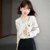 Camicette da donna Camicie Camicetta da donna in chiffon Camicia stampata di grandi dimensioni Elegante maniche lunghe estive Top casual Stile coreano Allentato Fem