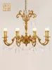 Lámparas colgantes, candelabro de cristal de cobre de estilo europeo, lámpara colgante Retro francesa para sala de estar, comedor, dormitorio, estudio, escalera, Villa