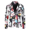 Męski garnitur modowy płaszcz imprezowy Casual Slim Fit Blazer Buttons 3D Floral Druku