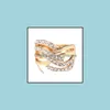 Band Rings Twist Ring Gold Color With Micro Crystal Zircon Stone Delicate Wedding Lady Fashion Jewelry Drop Delivery 2021 Yydhhome Dh5Rm