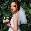 One Layer Short Bridal Veils With Comb Fashion Soft Tulle White Ivory Shoulder Length Women Hair Accessories For Wedding CL0944