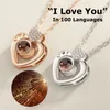 Livraison directe nouveau or Rose 100 langues je t'aime Projection pendentif collier romantique mémoire cadeaux de mariage