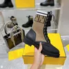 Nowe Fendiel Boots Designers Buty Botki rozciągają damskie botki kostki grube podeszwy obcasy platformowe buty na zewnątrz 9 cm Designer boot 35-41 z pudełkiem